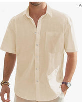 Men's Cotton And Linen Short Sleeve Shirt Top